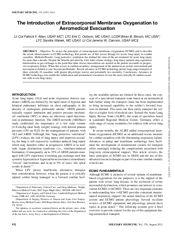 (PDF) The Introduction of Extracorporeal Membrane Oxygenation to ...