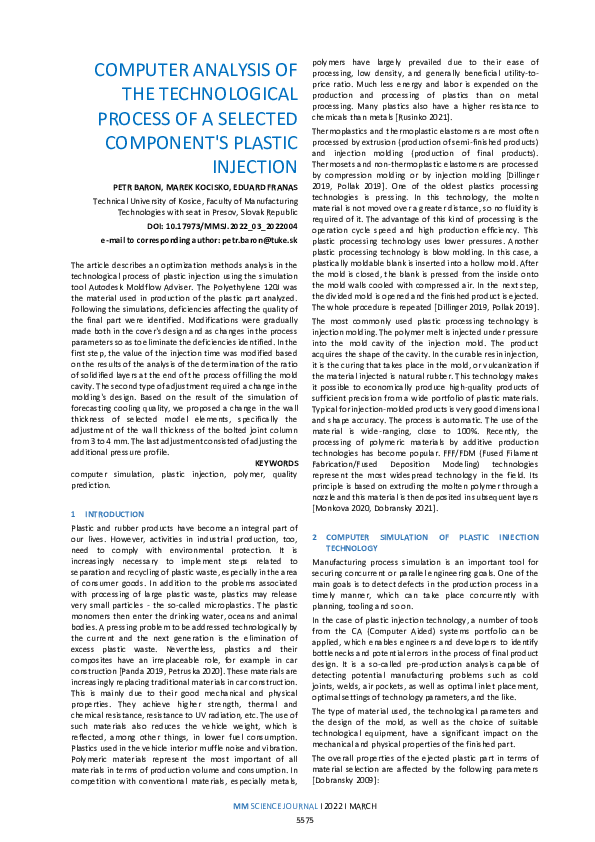 (PDF) Computer Analysis of the Technological Process of a Selected ...
