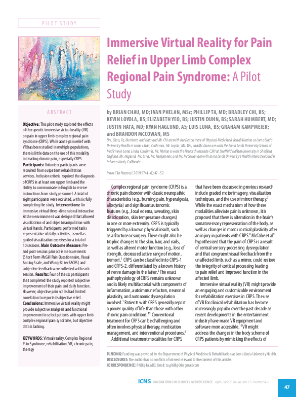(PDF) Immersive Virtual Reality for Pain Relief in Upper Limb Complex ...