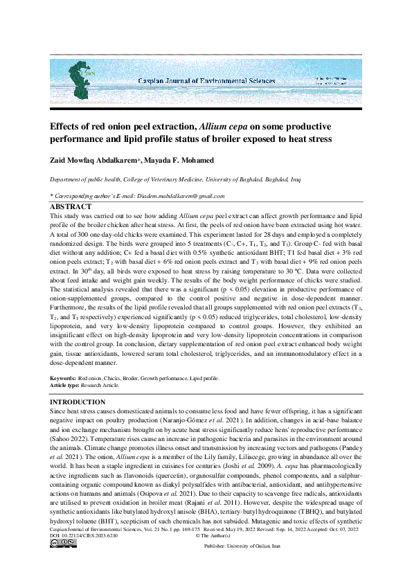 (PDF) Effects of red onion peel extraction, Allium cepa on some ...