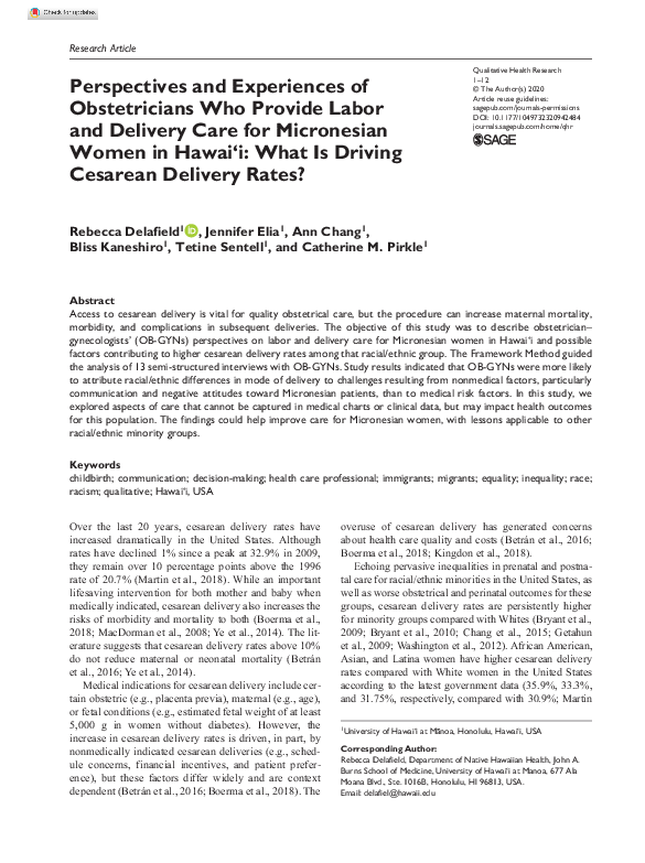 (PDF) Perspectives and Experiences of Obstetricians Who Provide Labor ...