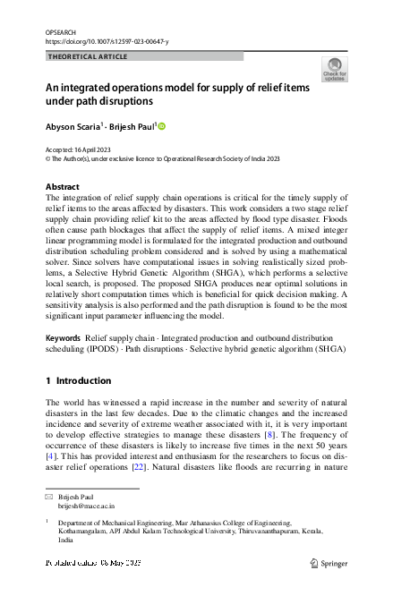 (PDF) An integrated operations model for supply of relief items under ...