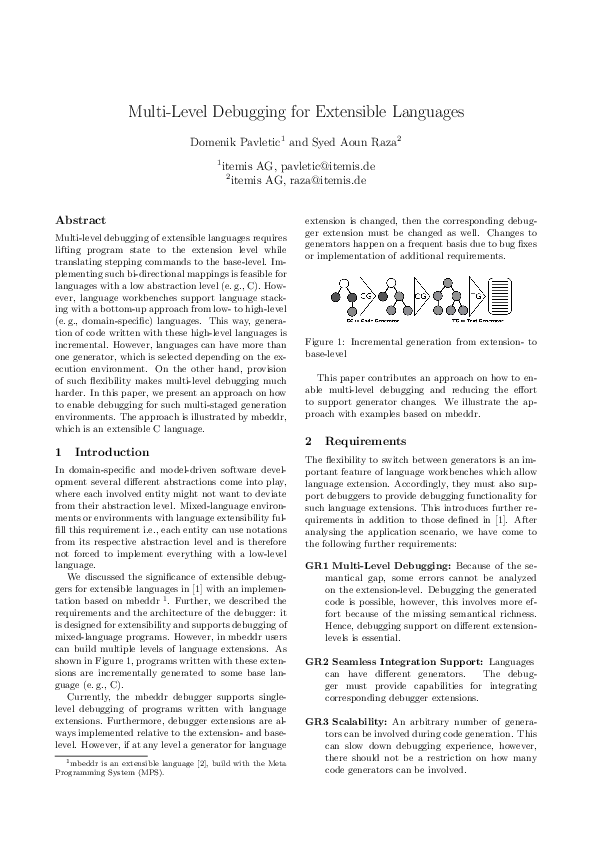 (PDF) Multi-Level Debugging for Extensible Languages