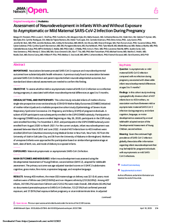 (PDF) Assessment of Neurodevelopment in Infants With and Without ...