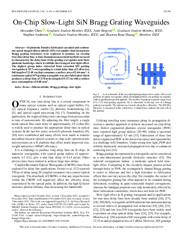 (PDF) On-Chip Slow-Light SiN Bragg Grating Waveguides