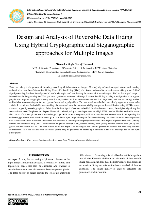 (PDF) Design and Analysis of Reversible Data Hiding Using Hybrid ...