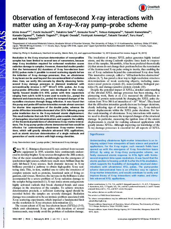 (PDF) Observation of femtosecond X-ray interactions with matter using ...