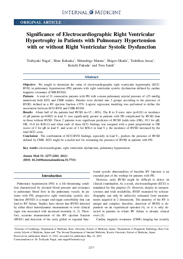 (PDF) Significance of Electrocardiographic Right Ventricular ...
