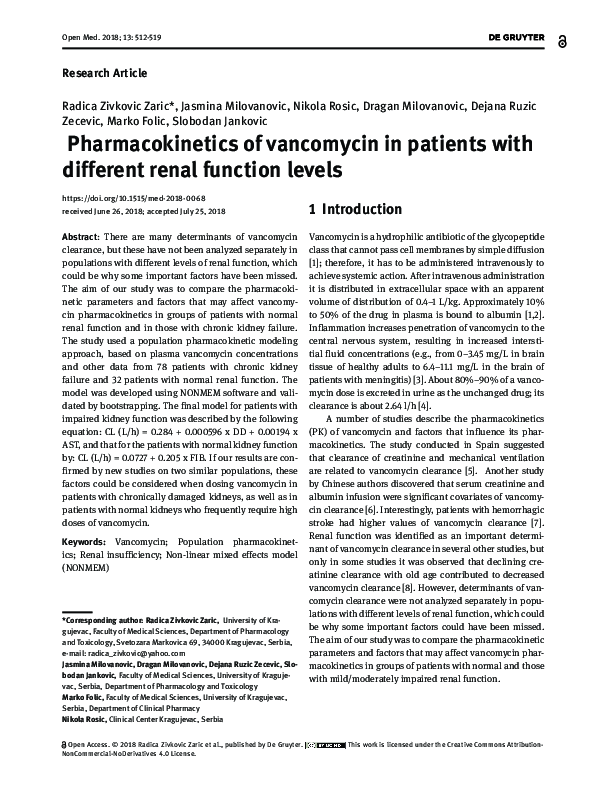 (PDF) Pharmacokinetics of vancomycin in patients with various degrees ...