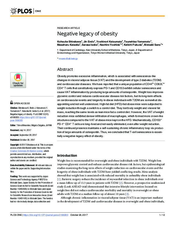 (PDF) Negative legacy of obesity