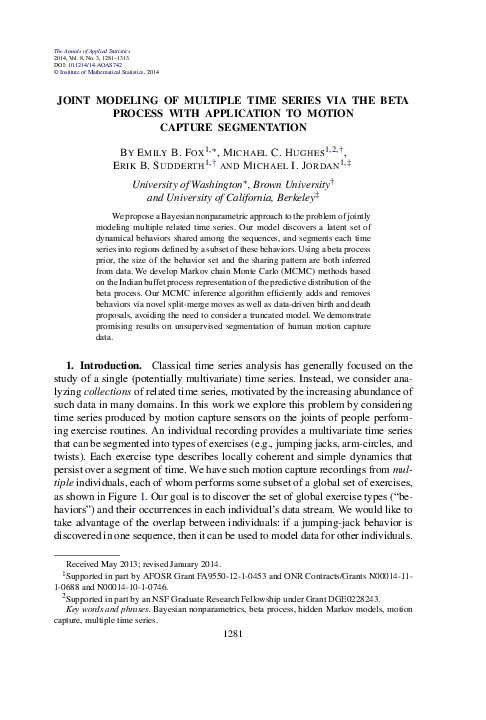 (PDF) Joint modeling of multiple time series via the beta process with ...