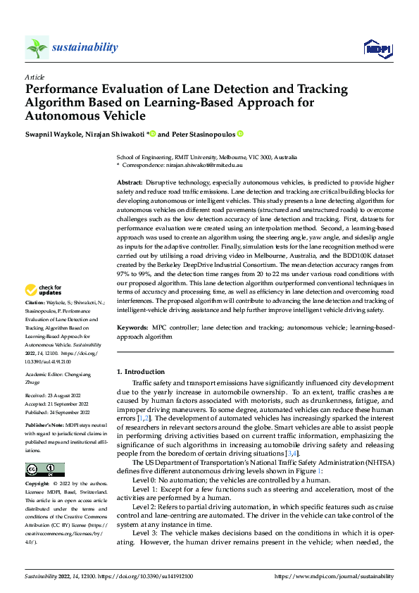 (PDF) Performance Evaluation of Lane Detection and Tracking Algorithm ...