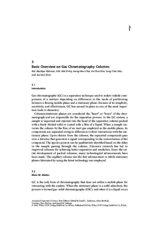(PDF) Basic Overview on Gas Chromatography Columns