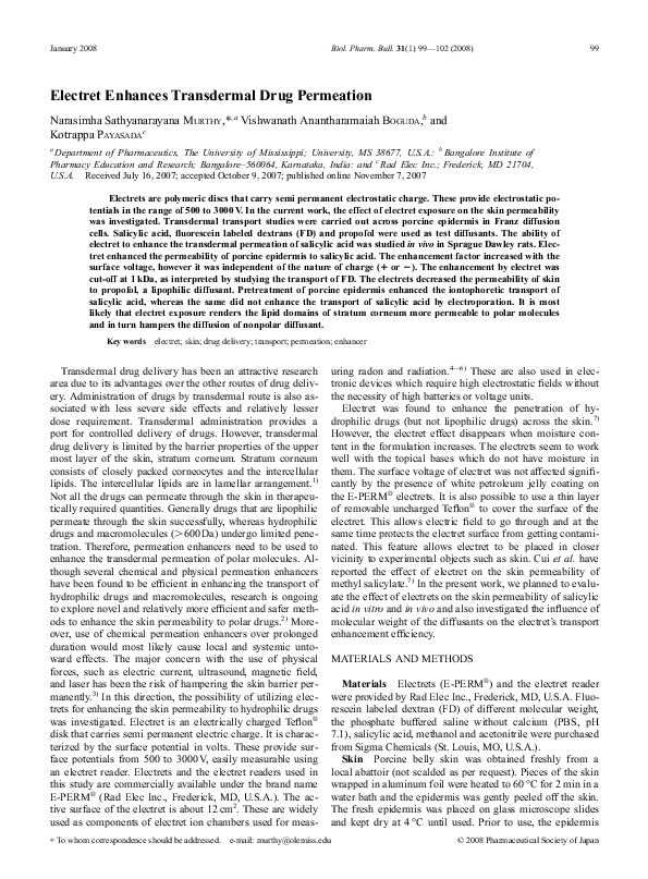 (PDF) Electret Enhances Transdermal Drug Permeation