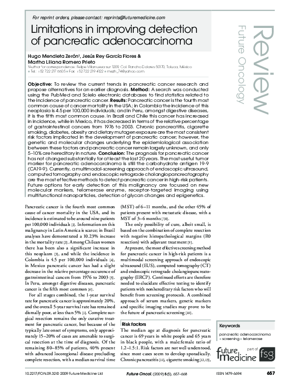 (PDF) Limitations in improving detection of pancreatic adenocarcinoma