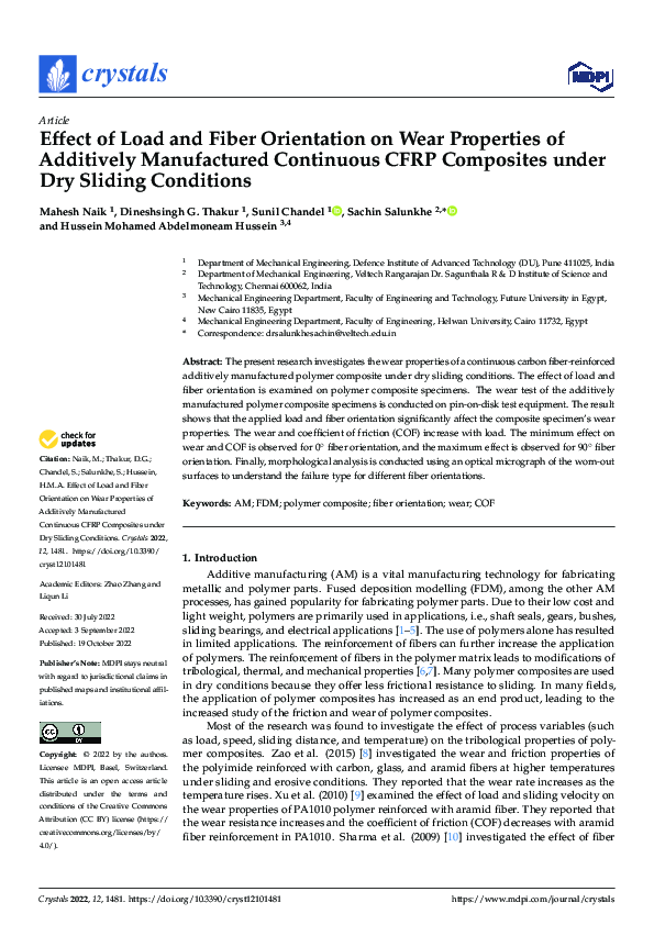 (PDF) Effect of Load and Fiber Orientation on Wear Properties of ...