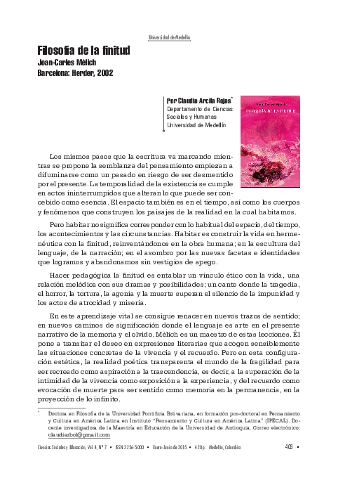 (PDF) Filosofía de la finitud