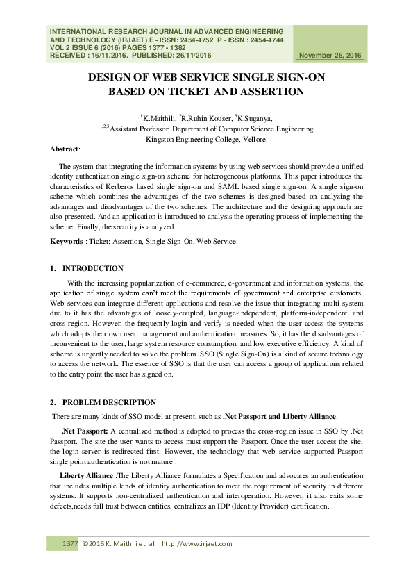 (PDF) Design of web service single sign-on based on ticket and assertion