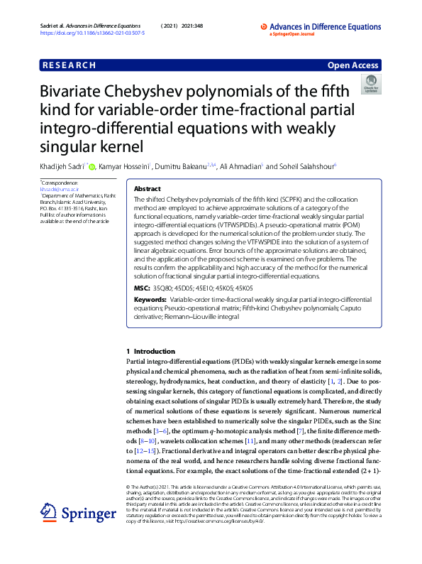 (PDF) Bivariate Chebyshev polynomials of the fifth kind for variable ...
