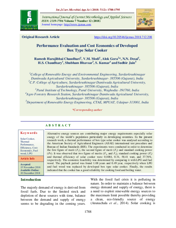 (PDF) Thermal Performance of a Developed Solar Box Cooker for AWKA ...