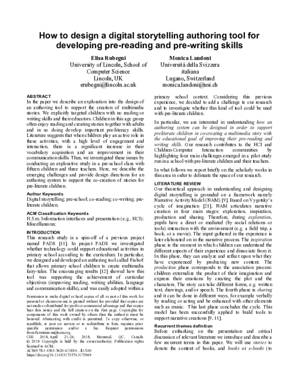 (PDF) How to Design a Digital Storytelling Authoring Tool for ...