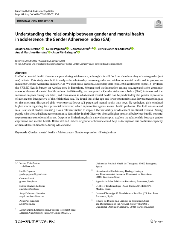 (PDF) Understanding the Relationship Between Gender and Mental Health ...