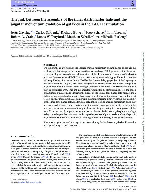 (PDF) The link between the assembly of the inner dark matter halo and ...