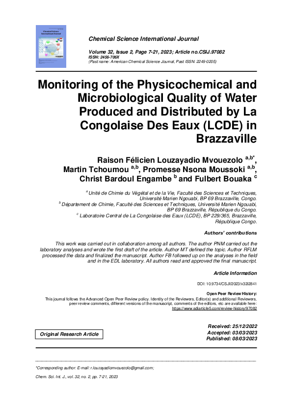 (PDF) Monitoring of the Physicochemical and Microbiological Quality of ...