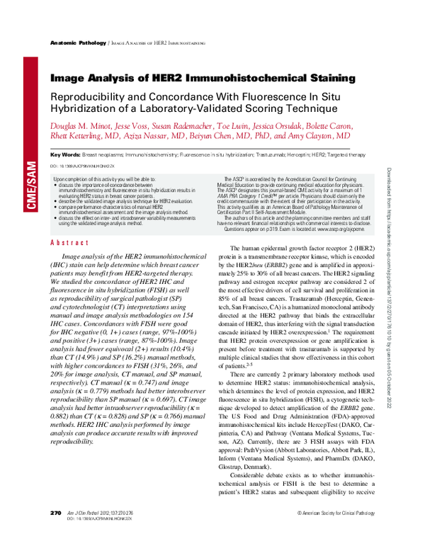 (PDF) Image Analysis of HER2 Immunohistochemical Staining
