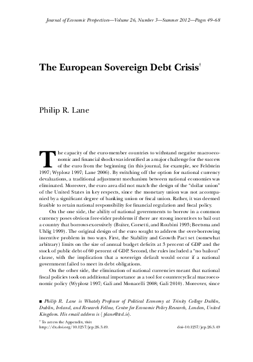 (PDF) The European Sovereign Debt Crisis