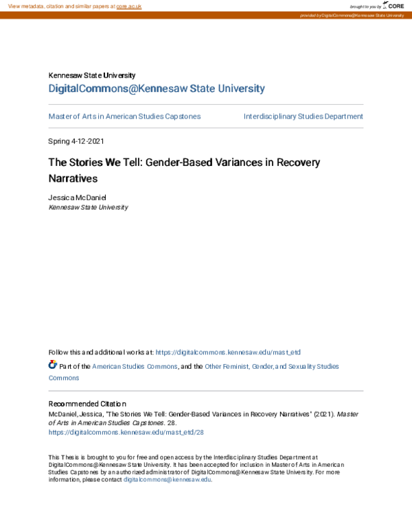 (PDF) The Stories We Tell: Gender-Based Variances in Recovery Narratives
