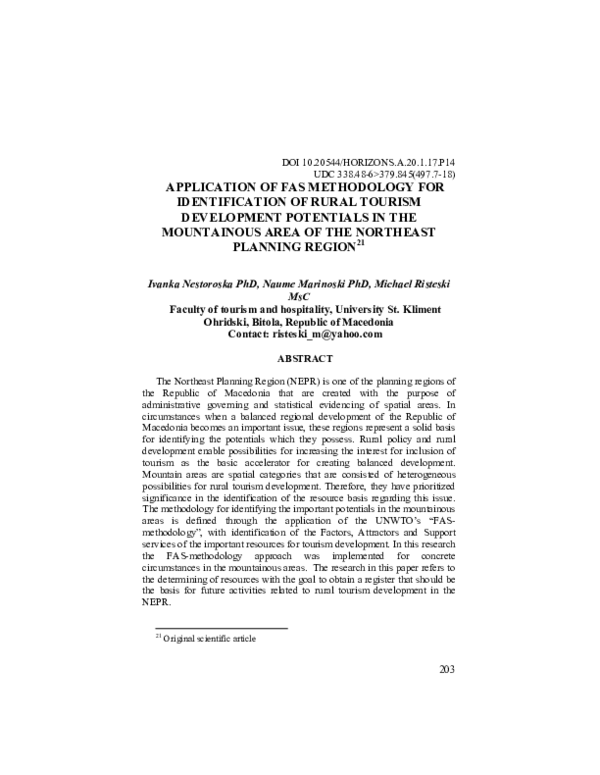 (PDF) Application of FAS methodology for identification of rural ...