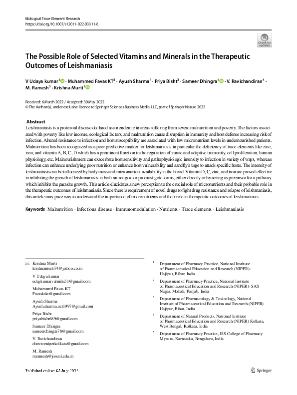 (PDF) The Possible Role of Selected Vitamins and Minerals in the ...