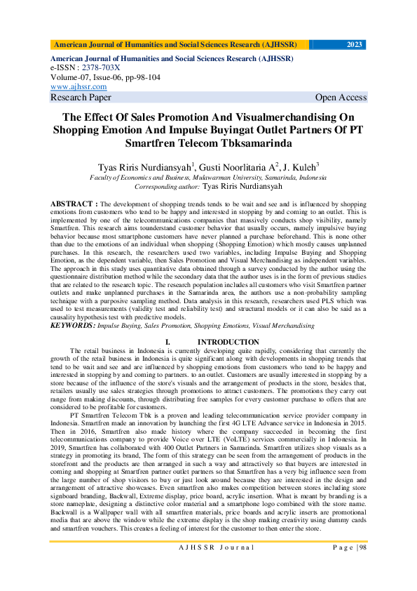 (PDF) The Effect Of Sales Promotion And Visualmerchandising On Shopping ...