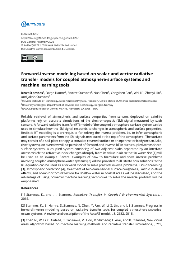 (PDF) Forward-inverse modeling based on scalar and vector radiative ...