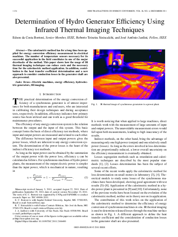 (PDF) Determination of Hydro Generator Efficiency Using Infrared ...