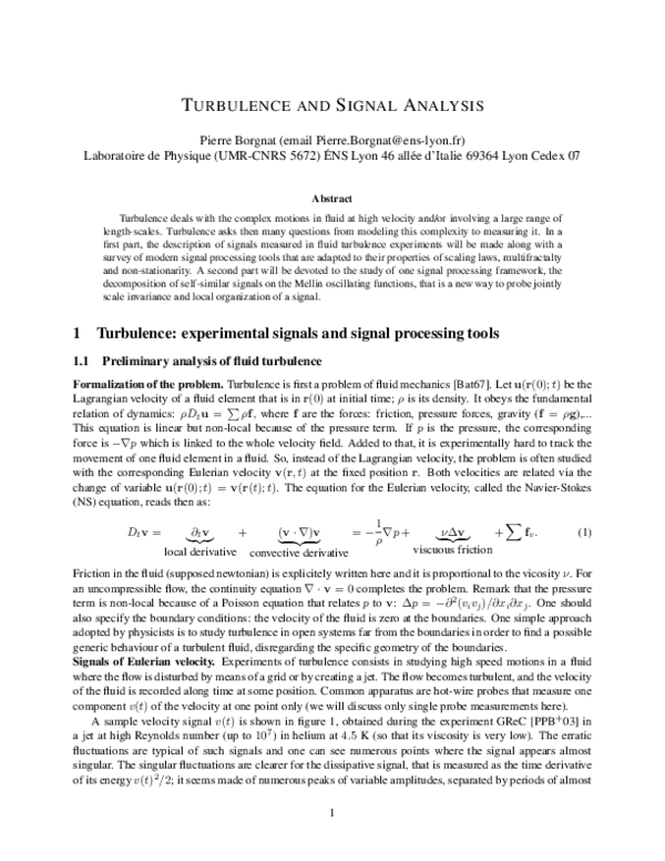 (PDF) Turbulence and Signal Analysis