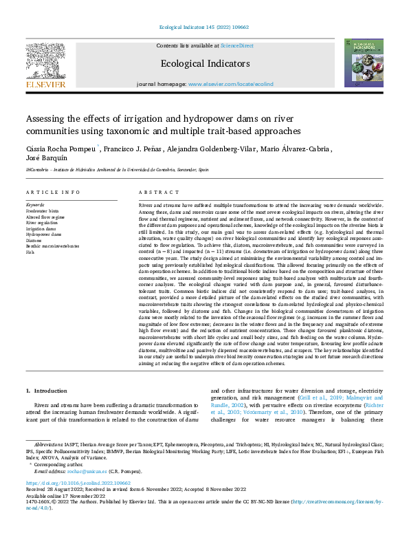 (PDF) Assessing the effects of irrigation and hydropower dams on river ...