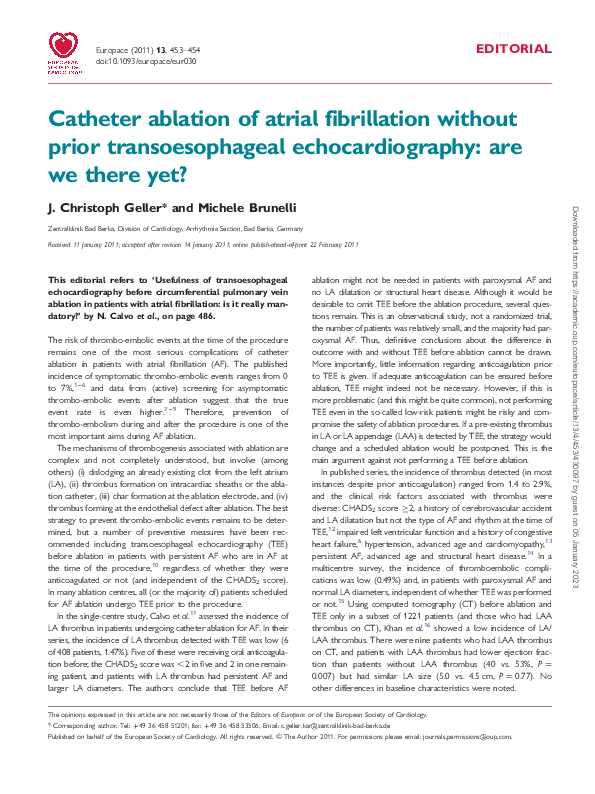 (PDF) Catheter ablation of atrial fibrillation without prior ...
