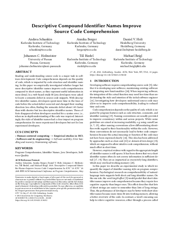 (PDF) Descriptive compound identifier names improve source code ...