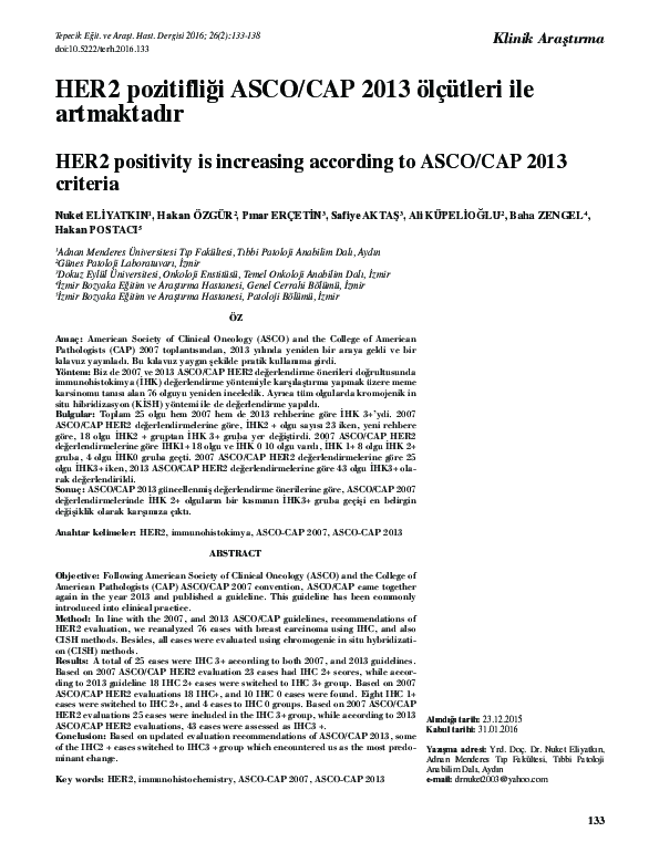 (PDF) HER2 positivity is increasing according to the ASCO/CAP 2013 criteria