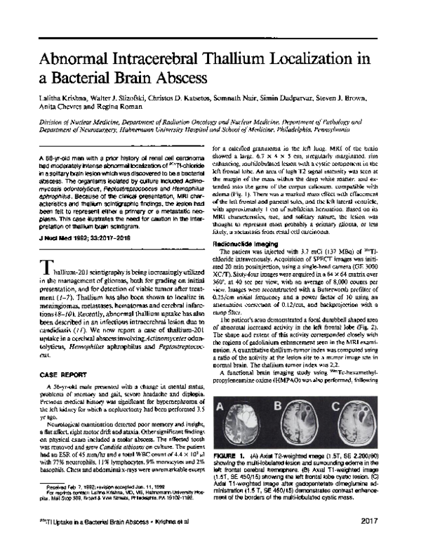 (PDF) Abnormal intracerebral thallium localization in a bacterial brain ...