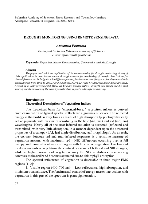(PDF) Drought Monitoring Using Remote Sensing Data