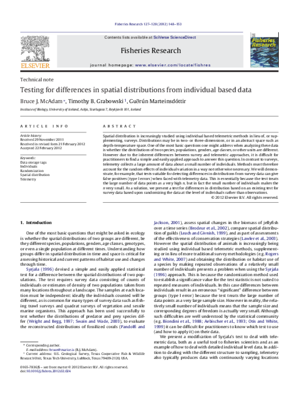 (PDF) Testing for differences in spatial distributions from individual ...