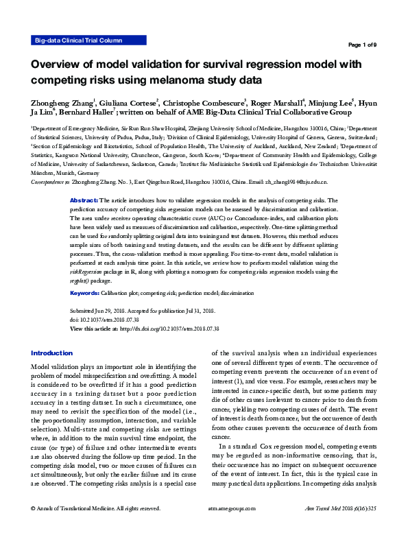 (PDF) Overview of model validation for survival regression model with ...
