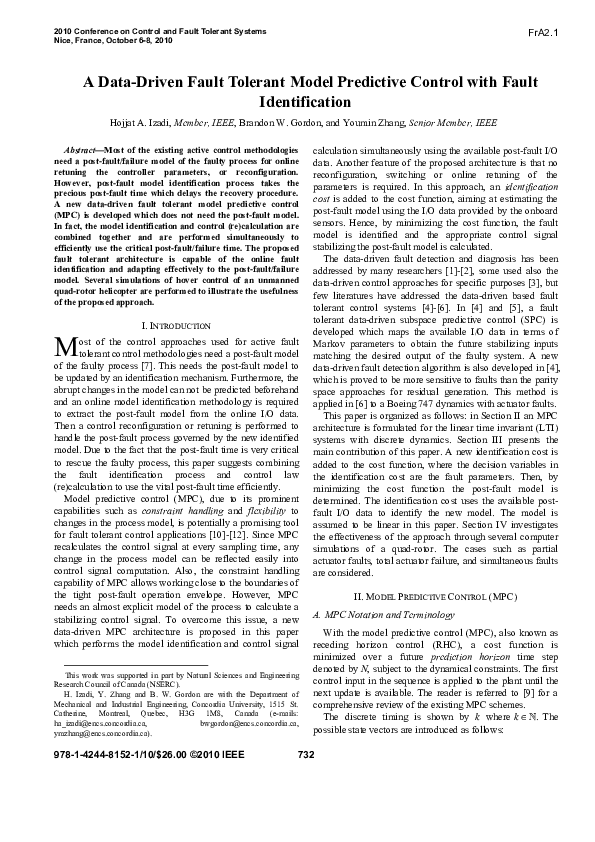 (PDF) A data-driven fault tolerant model predictive control with fault ...