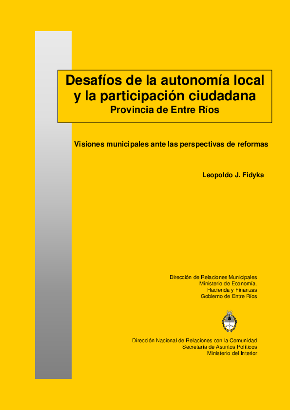 Libro Autonomia y participacion local Entre Rios - Fidyka