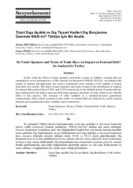 (PDF) The Effect of Trade Openness and Terms of Trade on External Debt ...