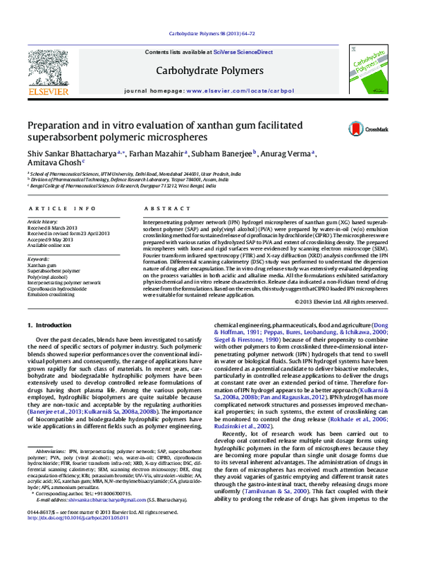 (PDF) Preparation and in vitro evaluation of xanthan gum facilitated ...