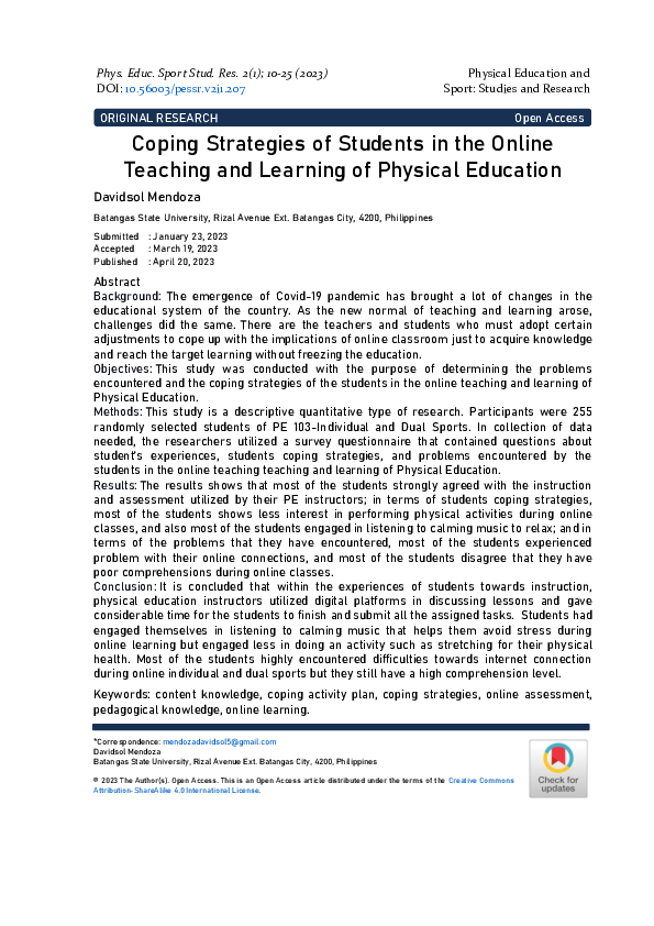 (PDF) Coping Strategies of Students in the Online Teaching and Learning ...